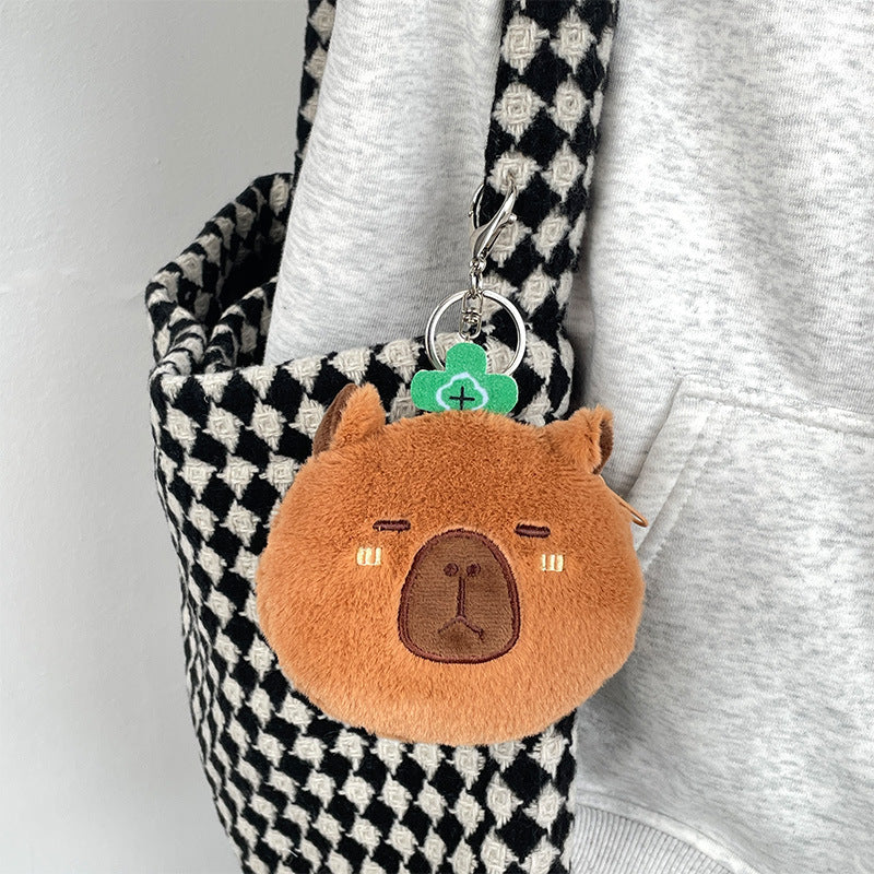 Dompet Koin Gantungan Kunci Bulu Capybara Head Pouch Keychain MCOB4171