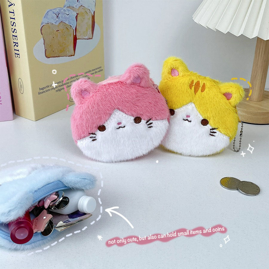 Gantungan Dompet Koin Coin Earbuds Mini Cosmetic Pouch Bulu Boneka Kucing MCOB4375