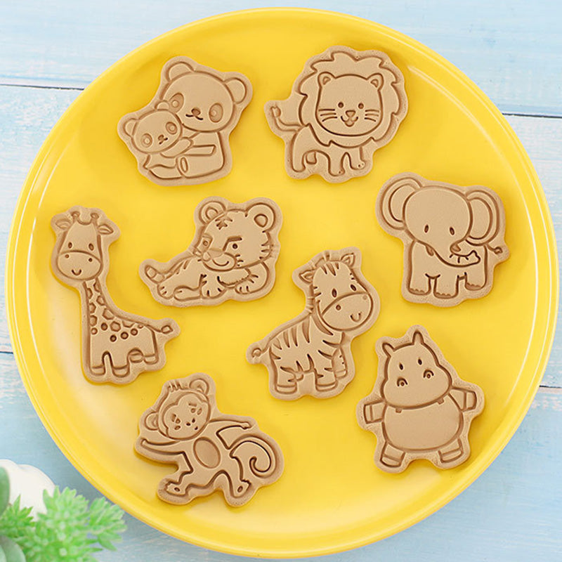 Set 8 Pcs Cookies Cutter Stamp Cetakan Kue Kering Press Tema Binatang Animal