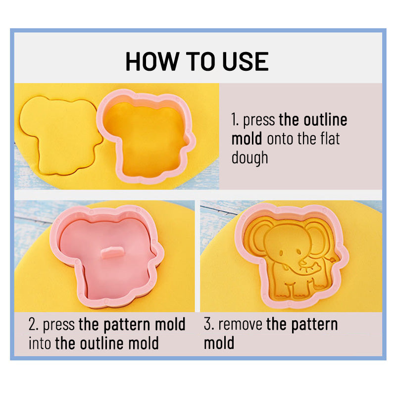 Set 8 Pcs Cookies Cutter Stamp Cetakan Kue Kering Press Tema Binatang Animal