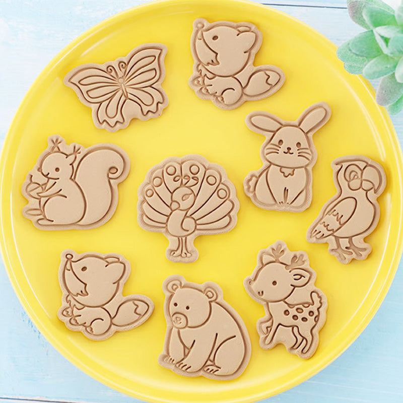 Set 8 Pcs Cookies Cutter Stamp Cetakan Kue Kering Press Tema Binatang Animal