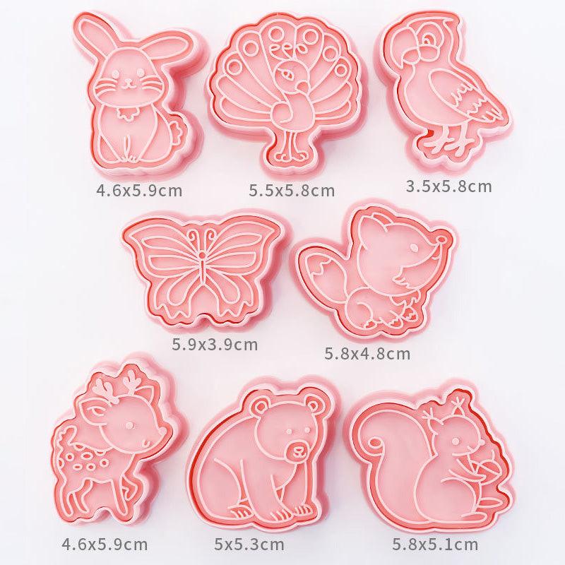 Set 8 Pcs Cookies Cutter Stamp Cetakan Kue Kering Press Tema Binatang Animal