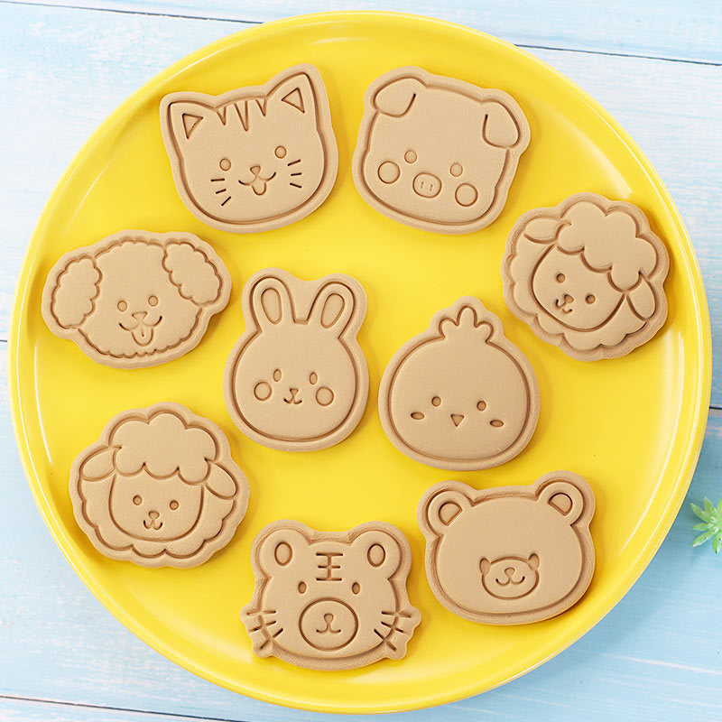 Set 8 Pcs Cookies Cutter Stamp Cetakan Kue Kering Press Tema Binatang Animal