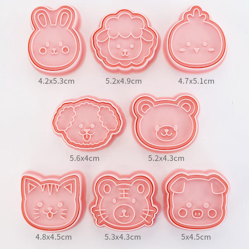 Set 8 Pcs Cookies Cutter Stamp Cetakan Kue Kering Press Tema Binatang Animal