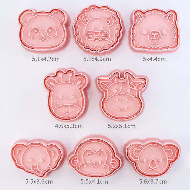 Set 8 Pcs Cookies Cutter Stamp Cetakan Kue Kering Press Tema Binatang Animal