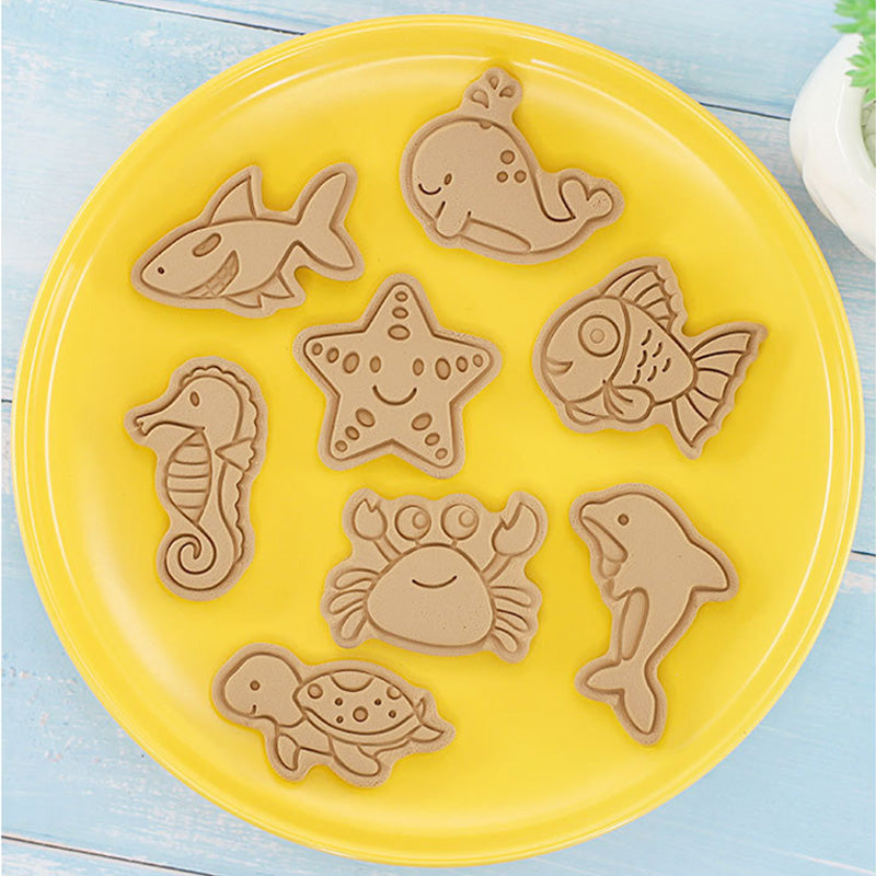 Set 8 Pcs Cookies Cutter Stamp Cetakan Kue Kering Press Tema Binatang Animal