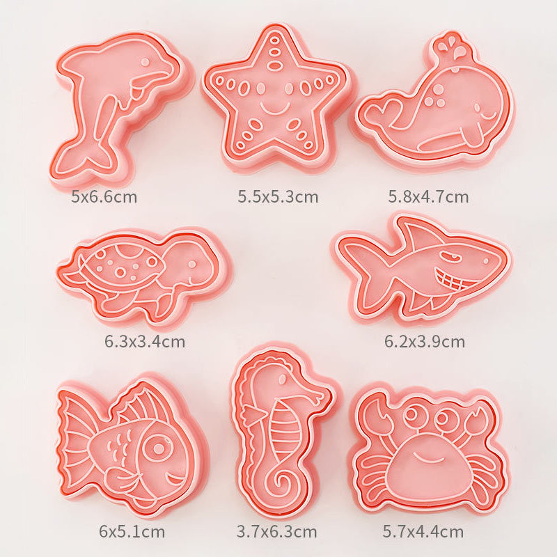 Set 8 Pcs Cookies Cutter Stamp Cetakan Kue Kering Press Tema Binatang Animal