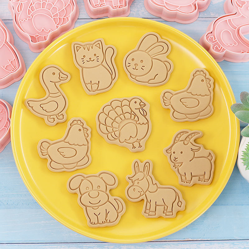 Set 8 Pcs Cookies Cutter Stamp Cetakan Kue Kering Press Tema Binatang Animal