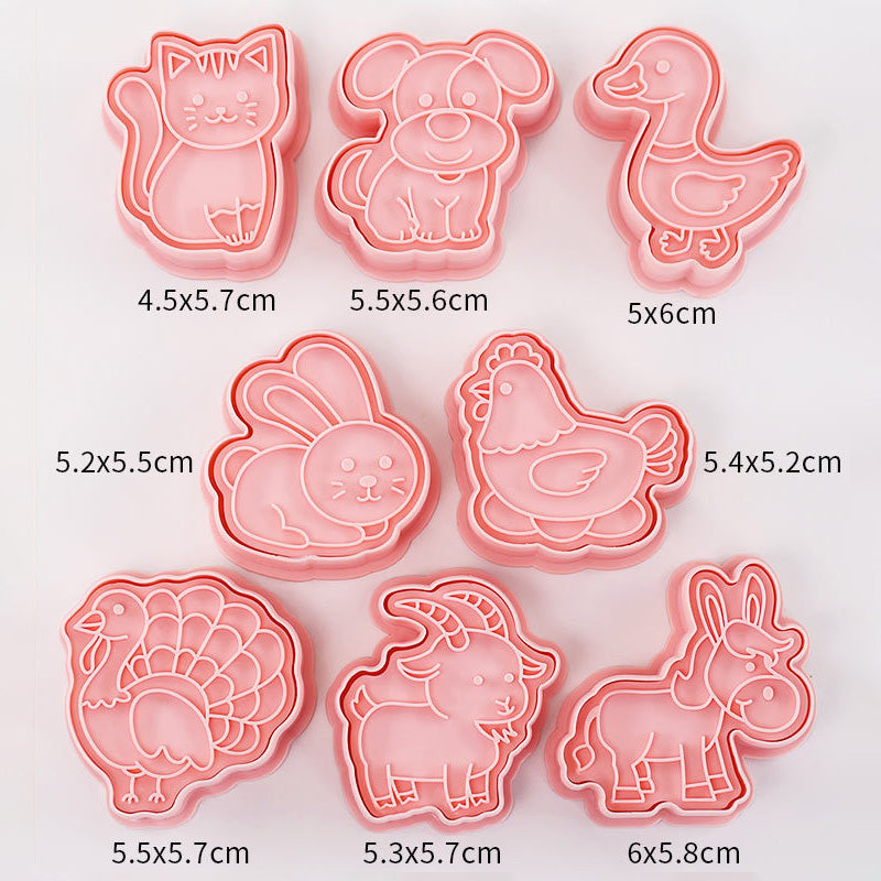 Set 8 Pcs Cookies Cutter Stamp Cetakan Kue Kering Press Tema Binatang Animal