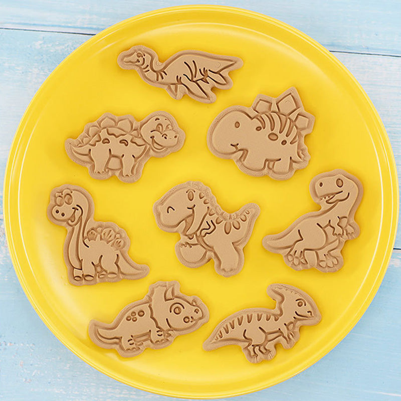 Set 8 Pcs Cookies Cutter Stamp Cetakan Kue Kering Press Tema Binatang Dinosaur