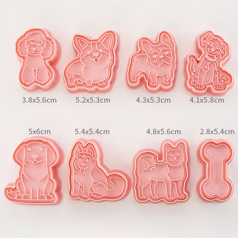 Set 8 Pcs Cookies Cutter Stamp Cetakan Kue Kering Press Tema Binatang Anjing Doggie Doggy