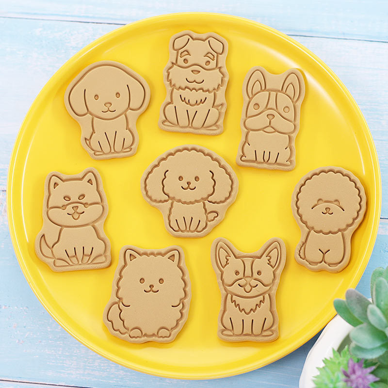 Set 8 Pcs Cookies Cutter Stamp Cetakan Kue Kering Press Tema Binatang Anjing Doggie Doggy