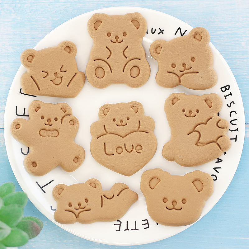 Set 8 Pcs Cookies Cutter Stamp Cetakan Kue Kering Press Tema Binatang Beruang Bear