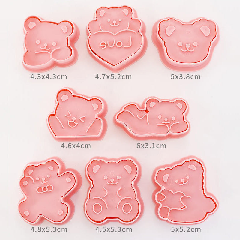 Set 8 Pcs Cookies Cutter Stamp Cetakan Kue Kering Press Tema Binatang Beruang Bear