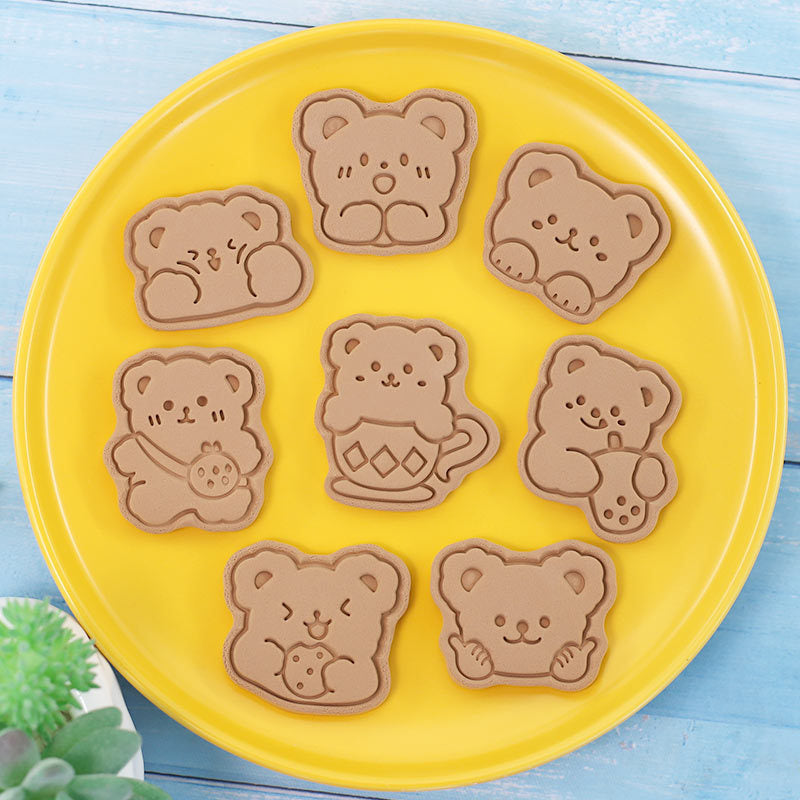 Set 8 Pcs Cookies Cutter Stamp Cetakan Kue Kering Press Tema Binatang Beruang Bear