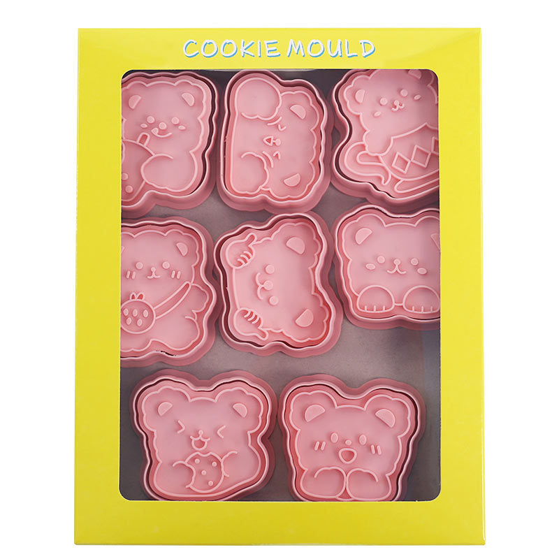 Set 8 Pcs Cookies Cutter Stamp Cetakan Kue Kering Press Tema Binatang Beruang Bear