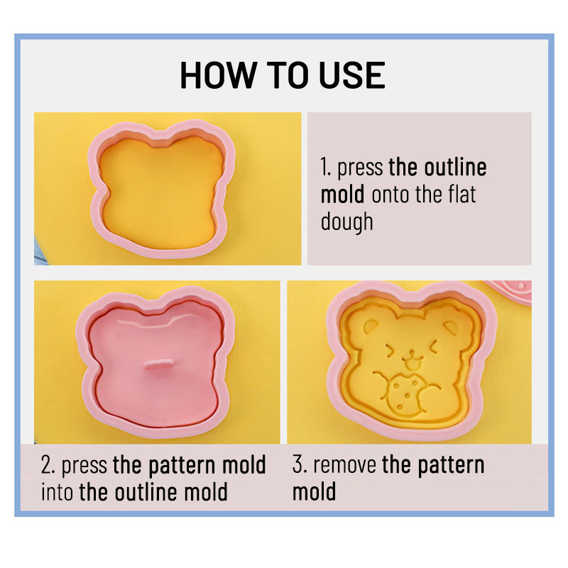 Set 8 Pcs Cookies Cutter Stamp Cetakan Kue Kering Press Tema Binatang Beruang Bear