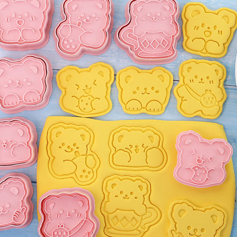 Set 8 Pcs Cookies Cutter Stamp Cetakan Kue Kering Press Tema Binatang Beruang Bear