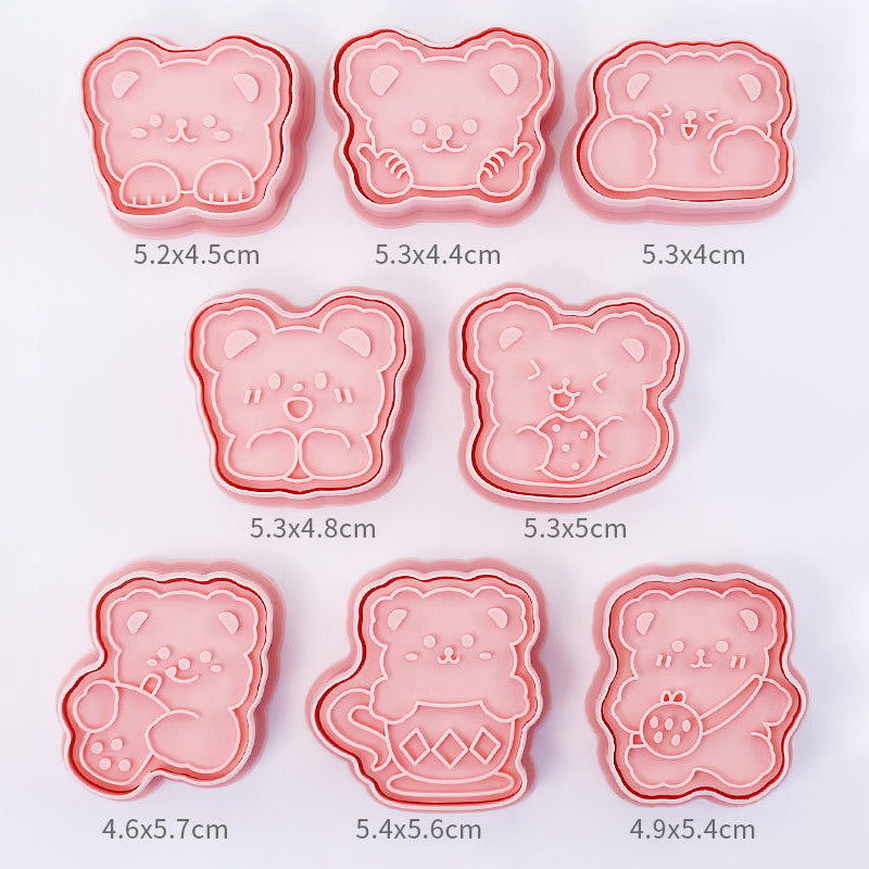 Set 8 Pcs Cookies Cutter Stamp Cetakan Kue Kering Press Tema Binatang Beruang Bear
