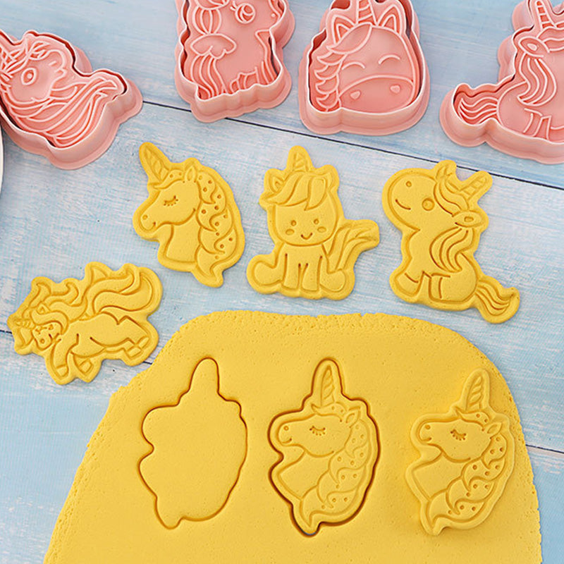 Set 8 Pcs Cookies Cutter Stamp Cetakan Kue Kering Press Tema Binatang Unicorn
