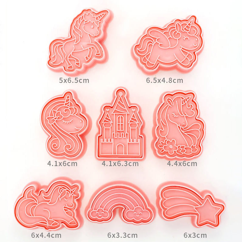 Set 8 Pcs Cookies Cutter Stamp Cetakan Kue Kering Press Tema Binatang Unicorn