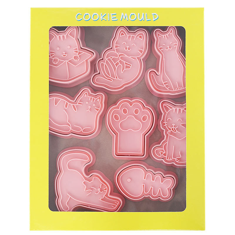 Set 8 Pcs Cookies Cutter Stamp Cetakan Kue Kering Press Tema Binatang Kucing Cat