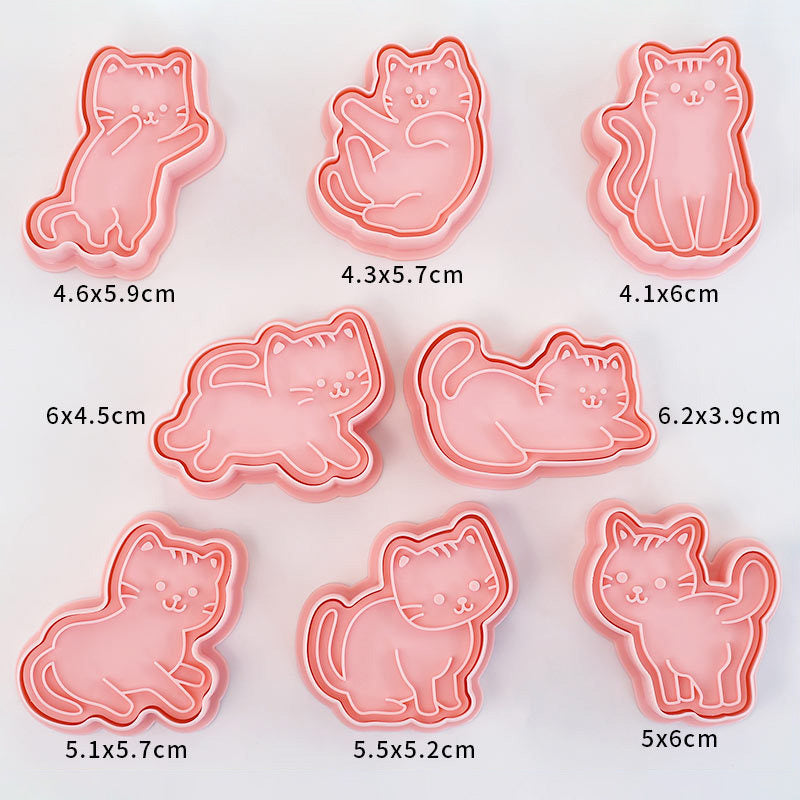 Set 8 Pcs Cookies Cutter Stamp Cetakan Kue Kering Press Tema Binatang Kucing Cat