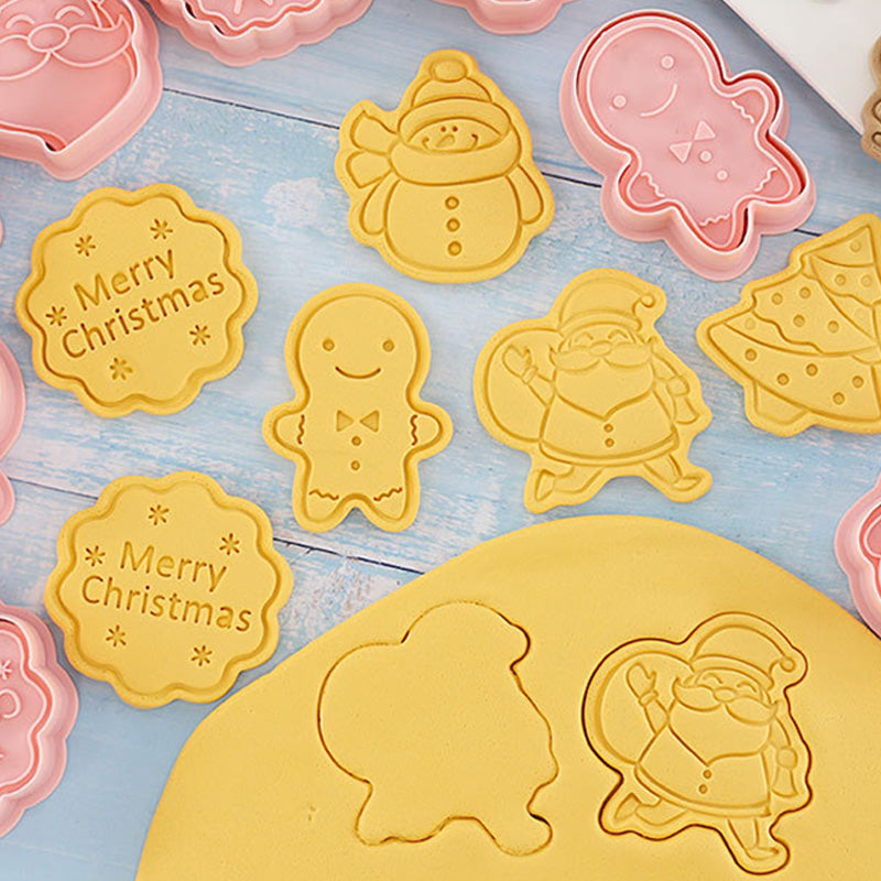 Set 8 Pcs Cookies Cutter Stamp Cetakan Kue Kering Press Tema Natal Christmas