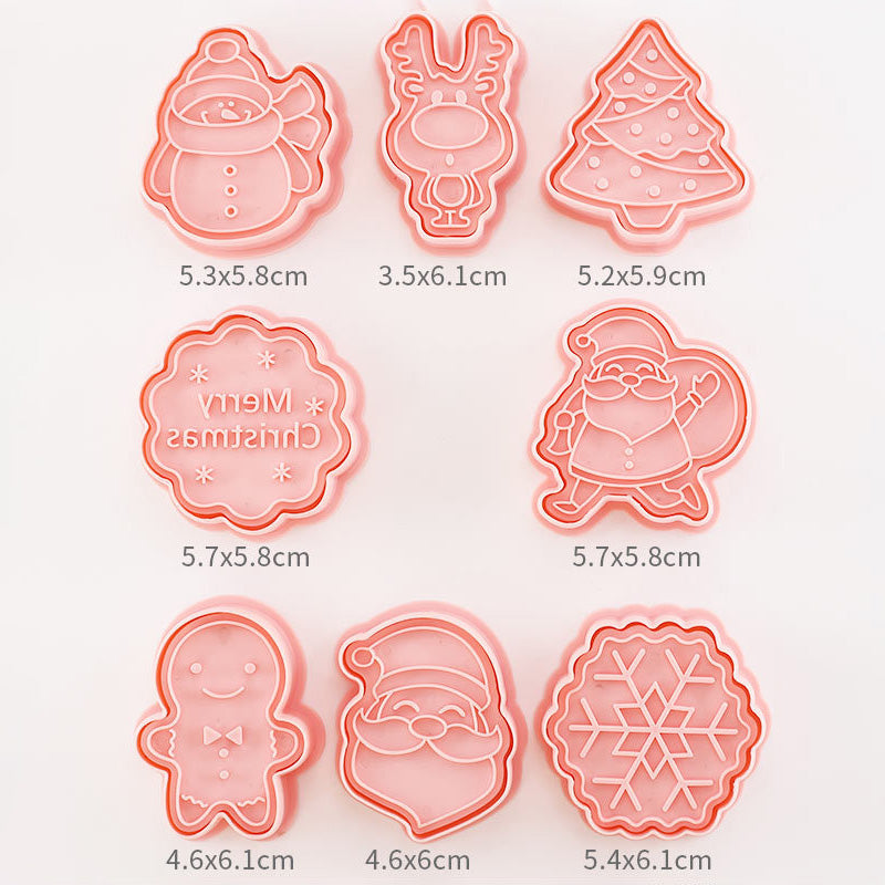Set 8 Pcs Cookies Cutter Stamp Cetakan Kue Kering Press Tema Natal Christmas
