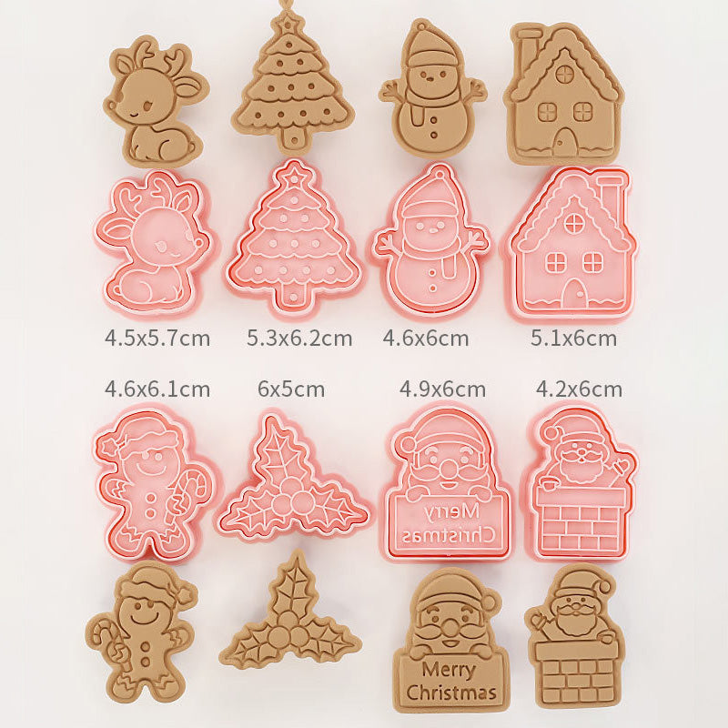 Set 8 Pcs Cookies Cutter Stamp Cetakan Kue Kering Press Tema Natal Christmas