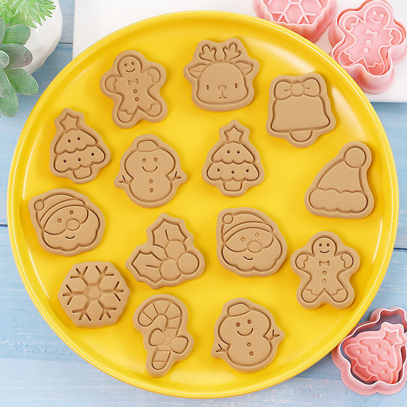 Set 8 Pcs Cookies Cutter Stamp Cetakan Kue Kering Press Tema Natal Christmas