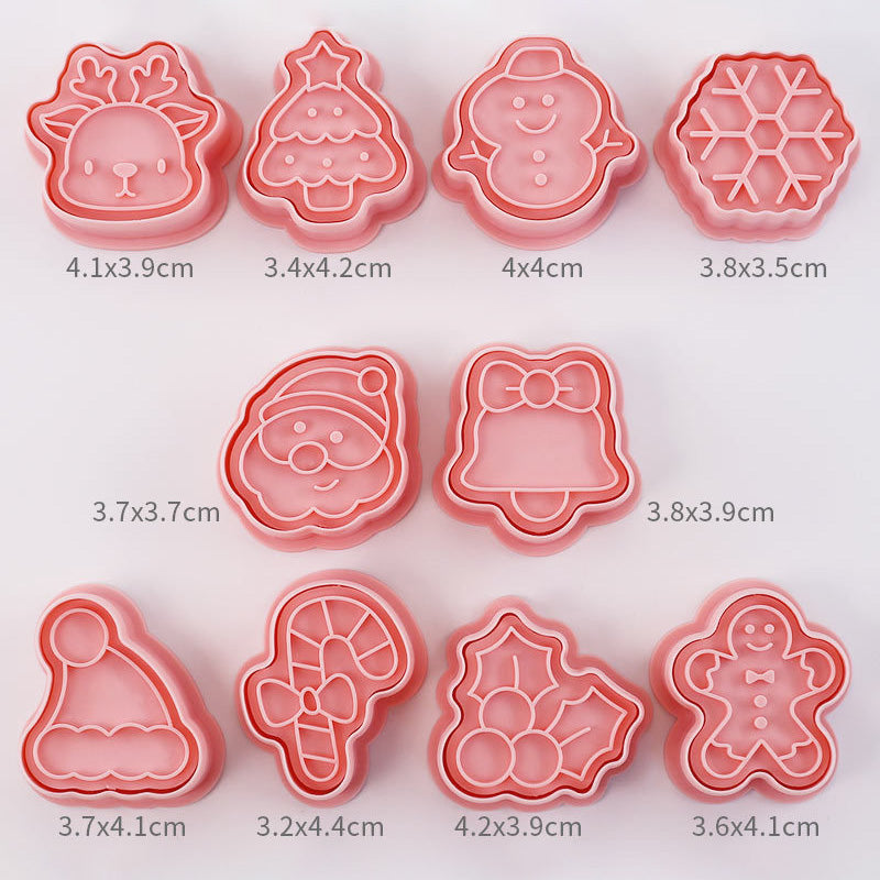 Set 8 Pcs Cookies Cutter Stamp Cetakan Kue Kering Press Tema Natal Christmas