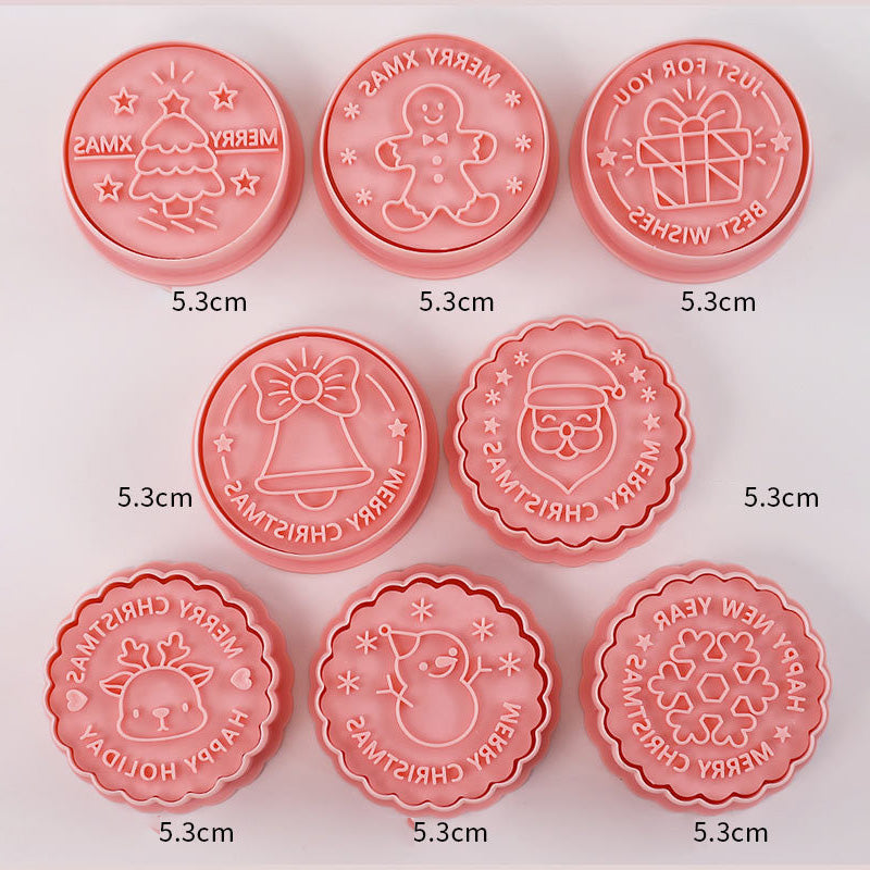 Set 8 Pcs Cookies Cutter Stamp Cetakan Kue Kering Press Tema Natal Christmas