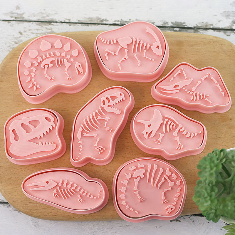 Set 8 Pcs Cookies Cutter Stamp Cetakan Kue Kering Press Tema Binatang Dinosaur