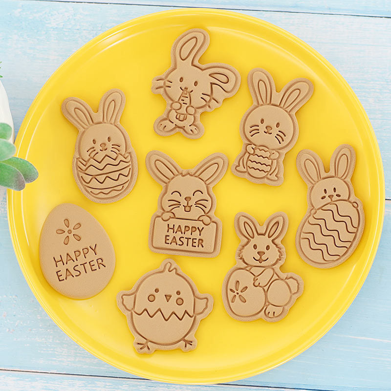 Set 8 Pcs Cookies Cutter Stamp Cetakan Kue Kering Press Tema Paskah Easter