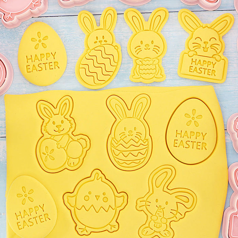 Set 8 Pcs Cookies Cutter Stamp Cetakan Kue Kering Press Tema Paskah Easter