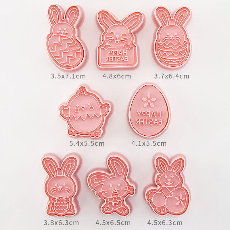 Set 8 Pcs Cookies Cutter Stamp Cetakan Kue Kering Press Tema Paskah Easter