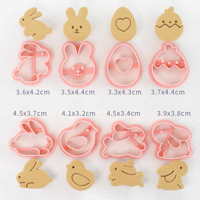 Set 8 Pcs Cookies Cutter Stamp Cetakan Kue Kering Press Tema Paskah Easter