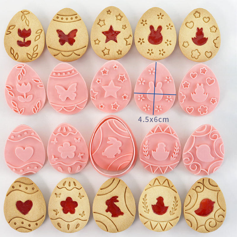 Set 8 Pcs Cookies Cutter Stamp Cetakan Kue Kering Press Tema Paskah Easter
