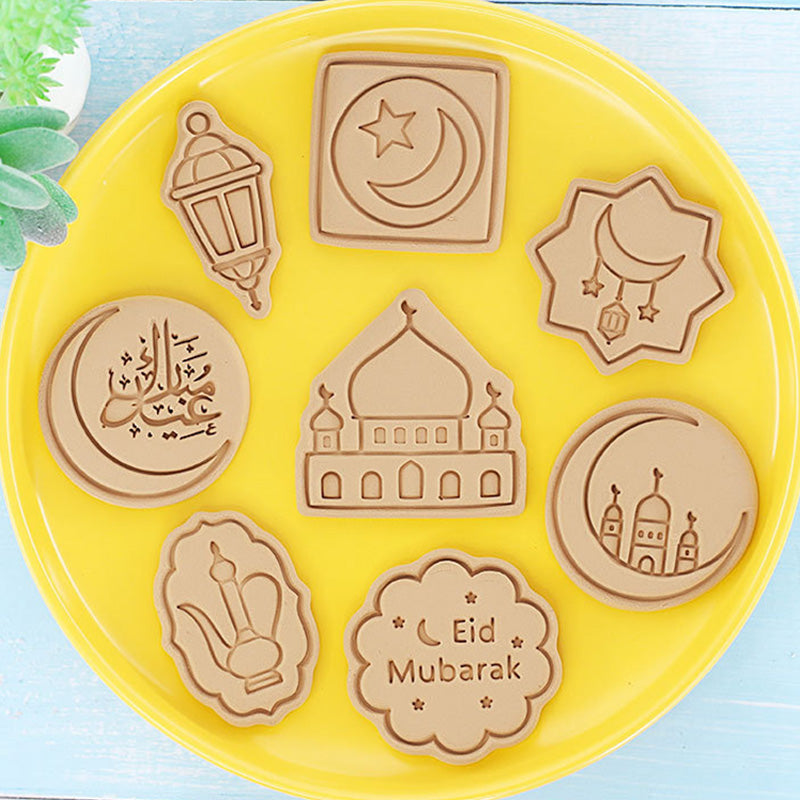 Set 8 Pcs Cookies Cutter Stamp Cetakan Kue Kering Press Tema Idul Fitri