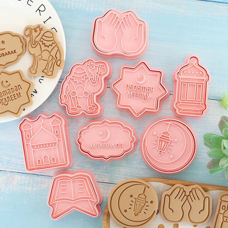 Set 8 Pcs Cookies Cutter Stamp Cetakan Kue Kering Press Tema Idul Fitri