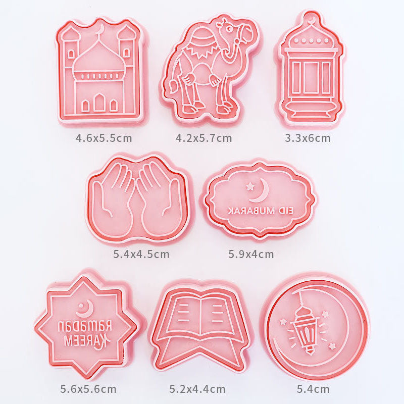 Set 8 Pcs Cookies Cutter Stamp Cetakan Kue Kering Press Tema Idul Fitri