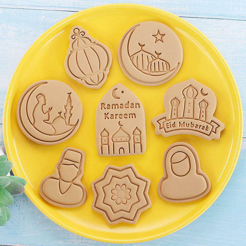 Set 8 Pcs Cookies Cutter Stamp Cetakan Kue Kering Press Tema Idul Fitri
