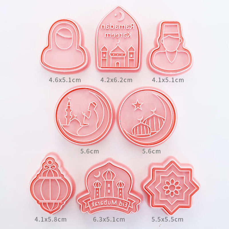 Set 8 Pcs Cookies Cutter Stamp Cetakan Kue Kering Press Tema Idul Fitri