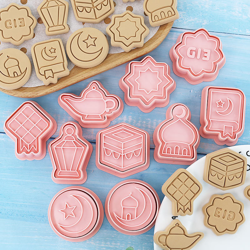 Set 8 Pcs Cookies Cutter Stamp Cetakan Kue Kering Press Tema Idul Fitri