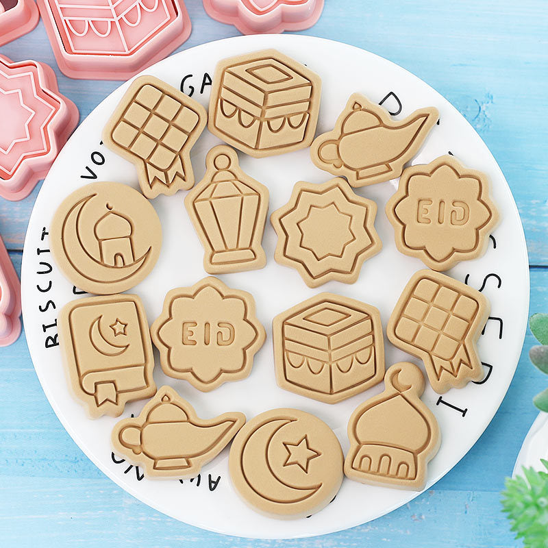 Set 8 Pcs Cookies Cutter Stamp Cetakan Kue Kering Press Tema Idul Fitri