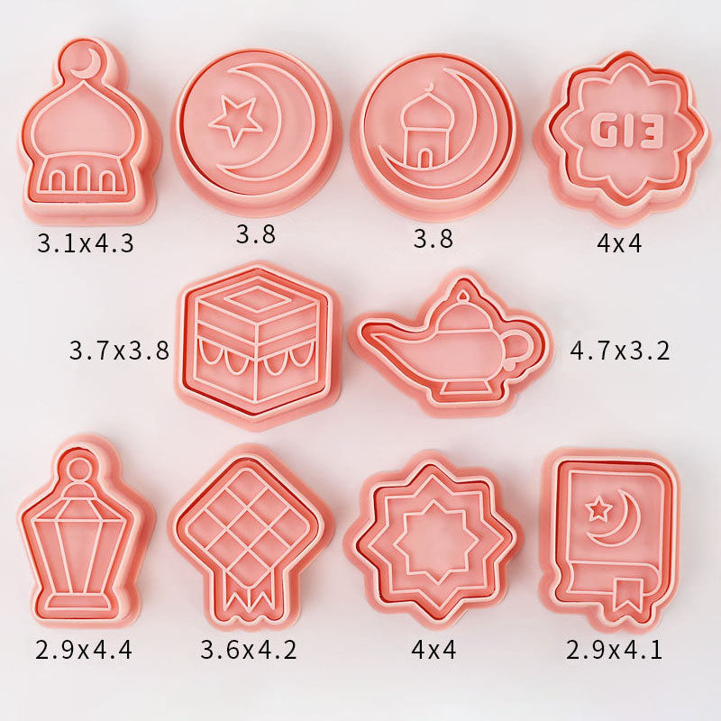 Set 8 Pcs Cookies Cutter Stamp Cetakan Kue Kering Press Tema Idul Fitri