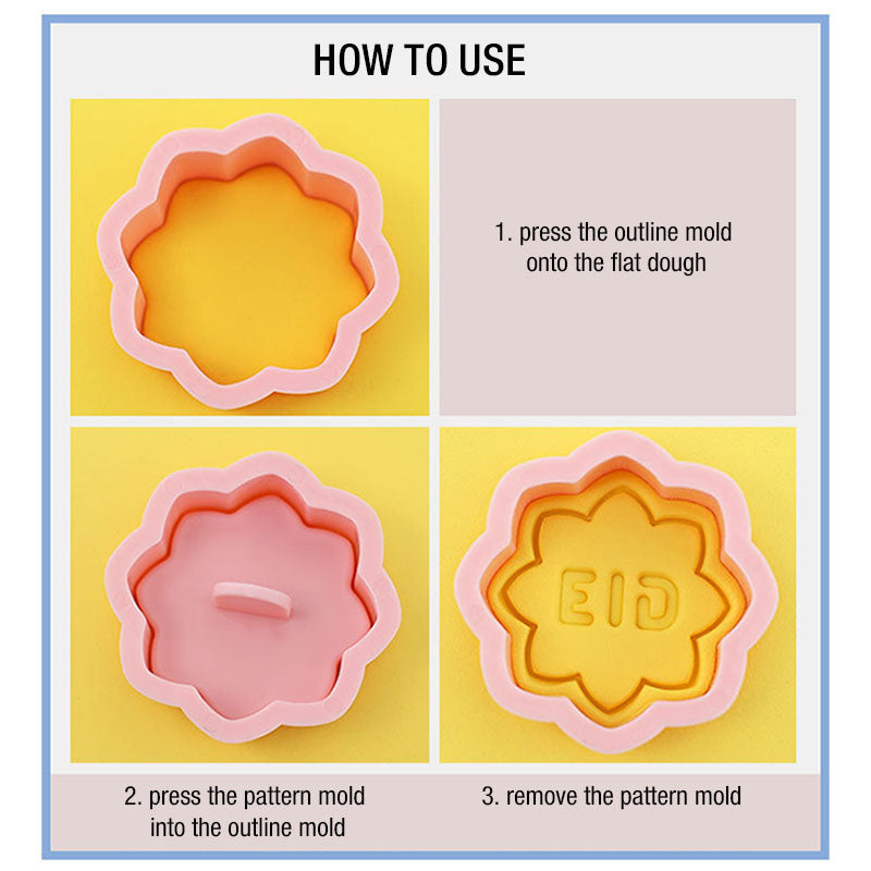 Set 8 Pcs Cookies Cutter Stamp Cetakan Kue Kering Press Tema Idul Fitri