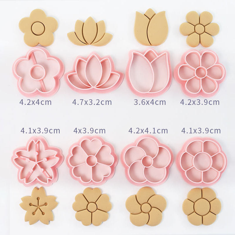 Set 8 Pcs Cookies Cutter Stamp Cetakan Kue Kering Press Tema Bunga Flower