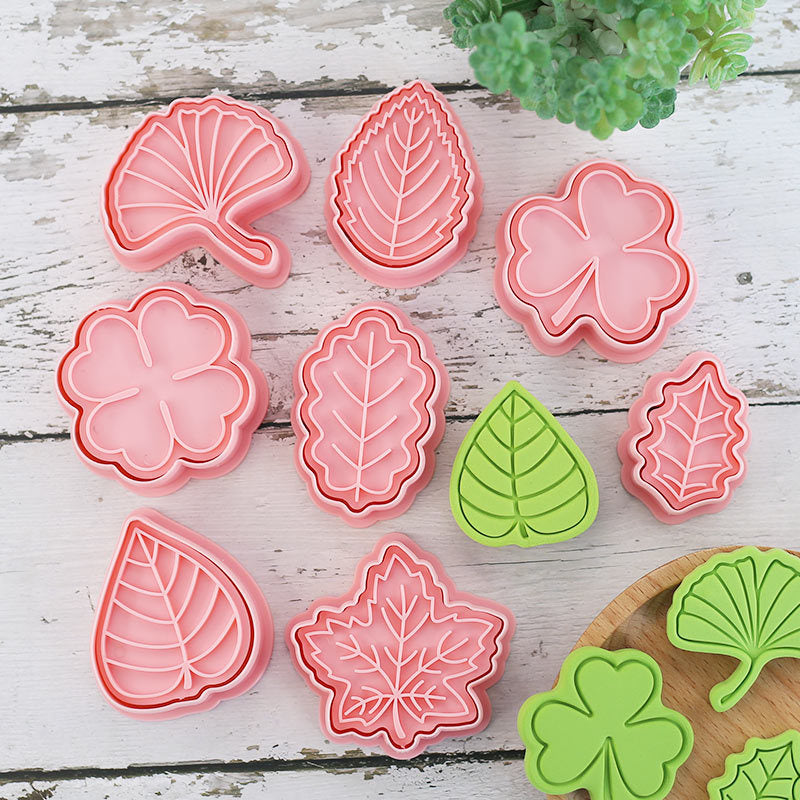 Set 8 Pcs Cookies Cutter Stamp Cetakan Kue Kering Press Tema Daun Pohon Plant Leaf
